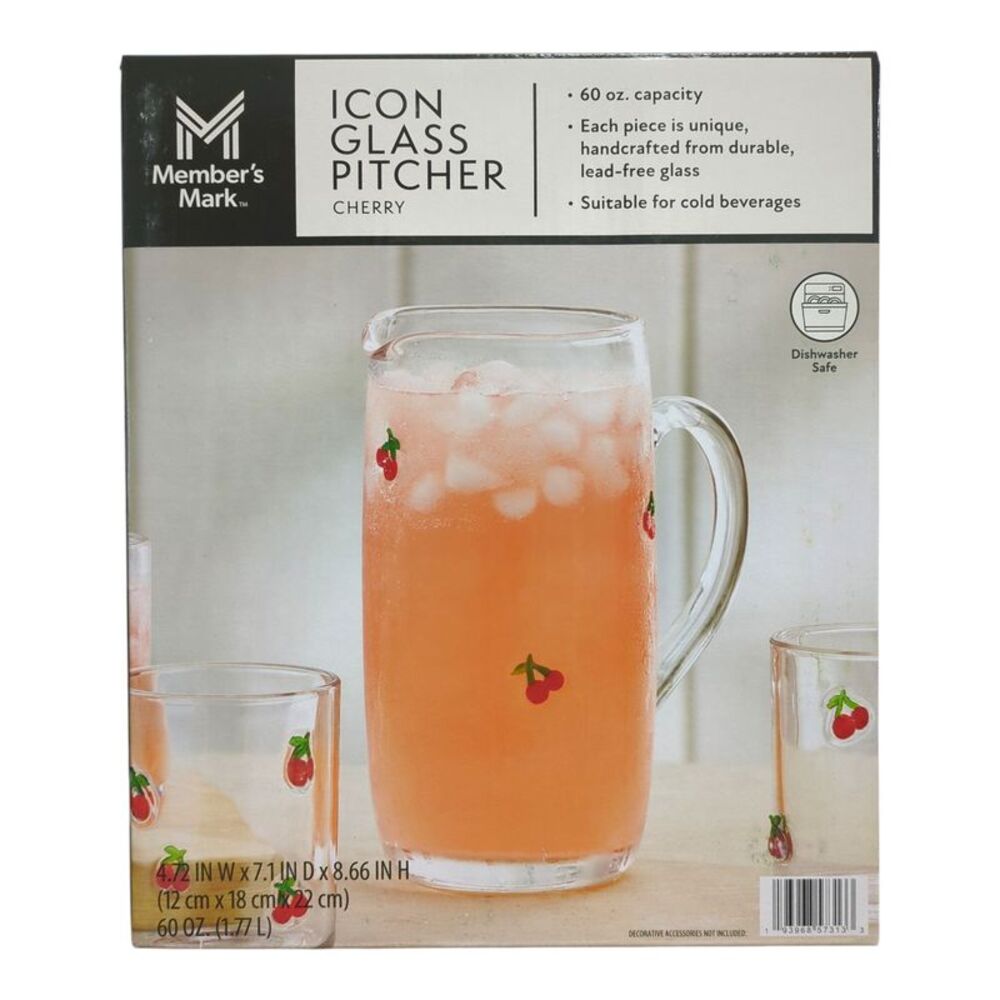 Member's Mark Icon All Occasion Glass Pitcher, 60oz - Cherry